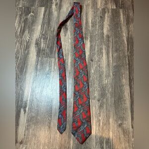 Christian Dior Silk Necktie | Red Blue Paisley | Designer Luxury Tie Made in USA